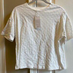 MNG White Eyelet Short Sleeve Top - Size Small